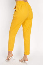 Belted Linen Paper Bag Pants