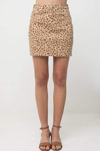 Leopard Printed Cotton Span Mini Skirt