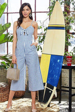 Front Tie Stripe Print Jumpsuit