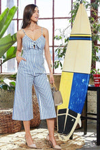Front Tie Stripe Print Jumpsuit