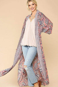 Open Front Kimono With Side Slits