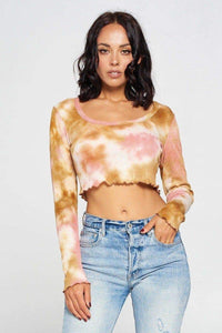 Long Sleeve Tie Dye Crop Top
