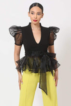 Organza Puff Short Sleeve Top