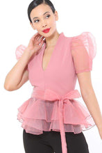 Organza Puff Short Sleeve Top