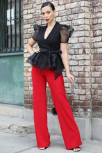 Organza Puff Short Sleeve Top