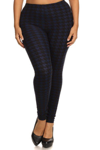 Plus Size Houndstooth Graphic Print Leggings