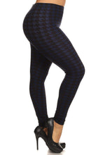 Plus Size Houndstooth Graphic Print Leggings