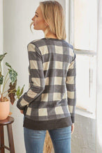 Plaid V Neck Long Sleeve Sweater